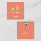 CoralGold Bikini Lingerie Beach Kostüme Unterwäsch Quadratische Visitenkarte (Vorne/Hinten)