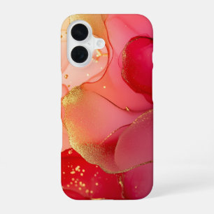 Coraline Éclat Luxus Korallenrot Wasserfarbe Gold iPhone 16 Hülle