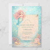 Corallight Mermaid Keepsake Baby Shower Einladung (Vorderseite)