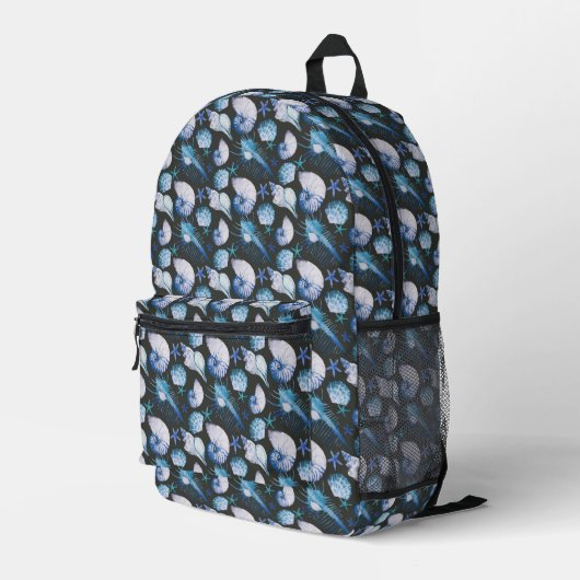 Corals With Shells Pattern Bedruckter Rucksack (Rückseitige Ecke Rechts)