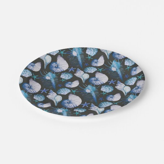 Corals With Shells Pattern Pappteller (Schrägansicht)