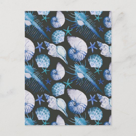 Corals With Shells Pattern Postkarte (Vorderseite)