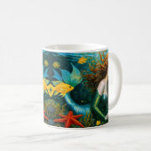 "Coralyn" - Wunderschöne mystische Meerjungfrau Kaffeetasse (VorderseiteRechts)