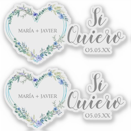 Corazón Flor Sí Quiero Español para Boda Aufkleber (Vorderseite)