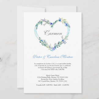 Corazón Floral en Azules para Quinceañera