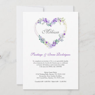 Corazón Floral en Morados para Quinceañera