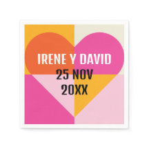 Corazón Geométrico Cuadrícula Naranja y Rosa