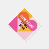Corazón Geométrico Cuadrícula Naranja y Rosa Serviette (Ecke)