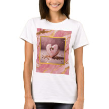 Corazón rosa mármol y dorado