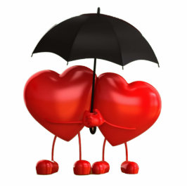 Corazones Bajo Paraguas Freistehende Fotoskulptur