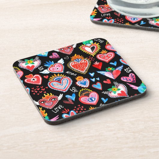 Corazones mexicanos getränkeuntersetzer (Linke Seite)