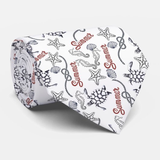 Corbata de verano con criaturas de mar krawatte (Gerollt)