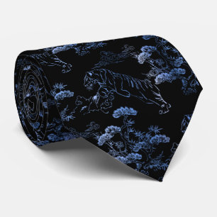 Corbata en estilo japonés con tigre azul krawatte