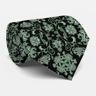Corbata negra con decoración verde krawatte