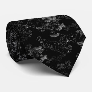Corbata negra con tigre gris krawatte