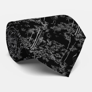 Corbata negra elegante con bambú gris krawatte