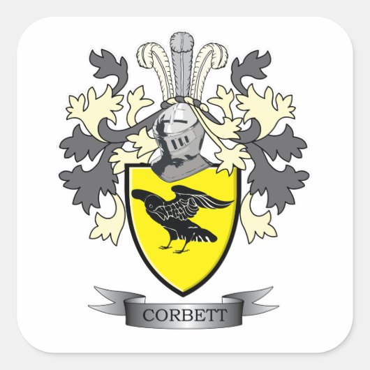 Corbett Familienwappen Coat of Arms Quadratischer Aufkleber (Vorderseite)