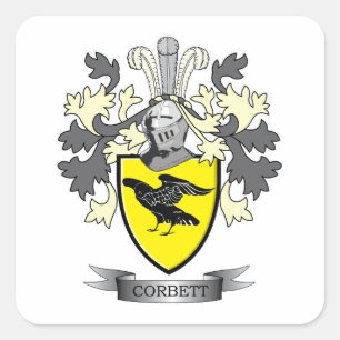 Corbett Familienwappen-Wappen Quadratischer Aufkleber