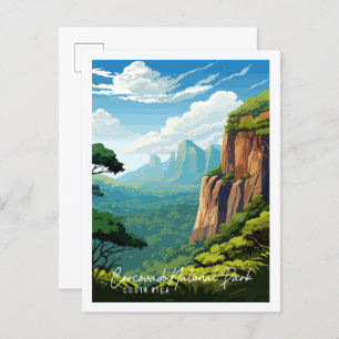 Corcovado Costa Rica Vintage Reise Illustration Postkarte