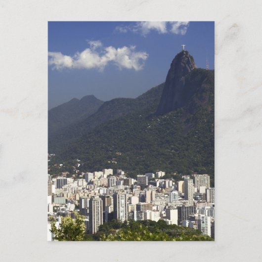 Corcovado mit Blick auf Rio de Janeiro, Brasilien Postkarte (Vorderseite)