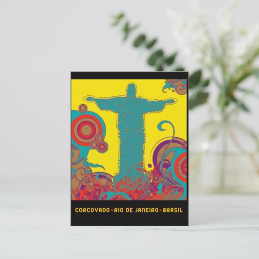 Corcovado Pop Style Postkarte (Stehend Vorderseite)