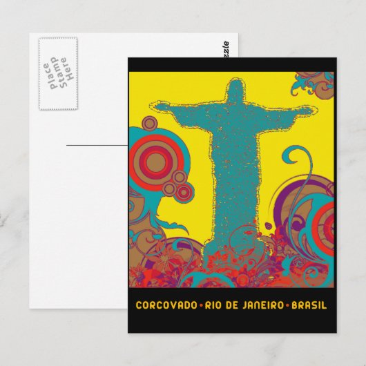 Corcovado Pop Style Postkarte (Vorne/Hinten)