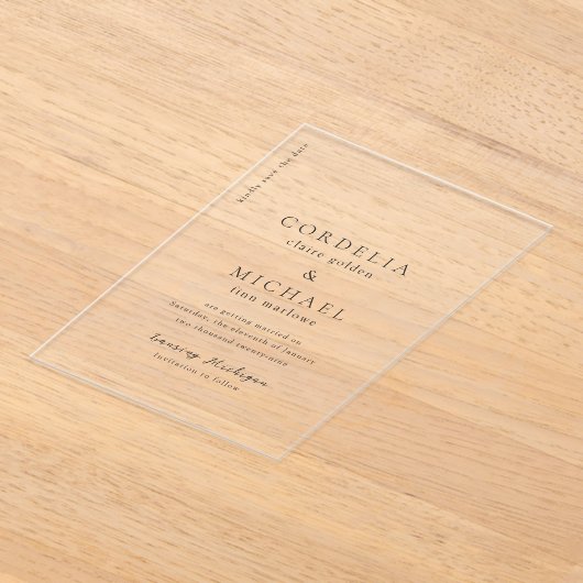 Cordelia Moderne Hochzeit retten das Datum Acryleinladungen (Ablage )