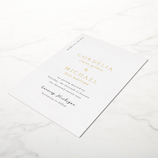 Cordelia Moderne Hochzeit retten das Datum Folieneinladung (Gedreht)