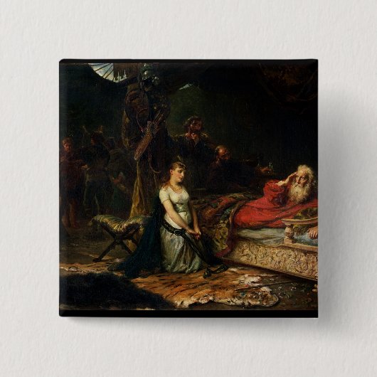 Cordelia und König Lear (Öl auf Leinwand) Button (Vorderseite)