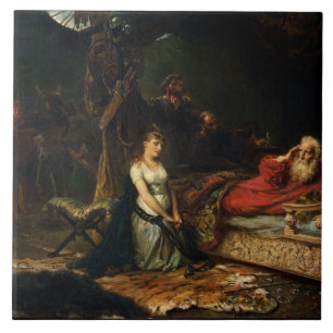 Cordelia und König Lear (Öl auf Leinwand) Fliese
