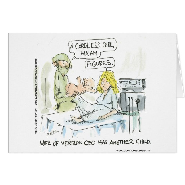 Cordless Baby Funny Cards T-Shirts Tasse und Gesch (Vorderseite (Horizontal))