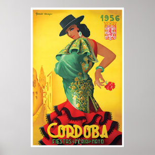 Cordoba Festival Plakat Spanien Reise Kunst Vintag