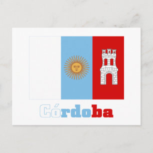 Córdoba-Flagge mit Namen Postkarte