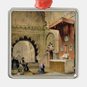 Cordoba: Mönch, der an einem christlichen Altar i Silbernes Ornament