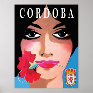 Córdoba, Spanien, Gesicht einer schönen Frau, Blum Poster