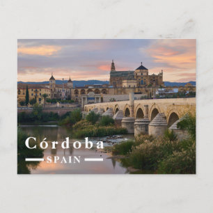 Córdoba Spanien Sonnenuntergang Römische Brücke un Feiertagspostkarte
