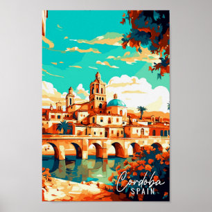 Cordoba Spanien Vintage Art Illustration Poster