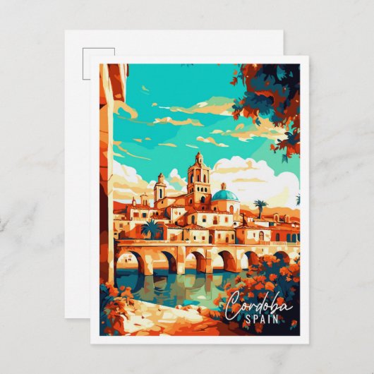 Cordoba Spanien Vintage Illustration Postkarte (Vorne/Hinten)