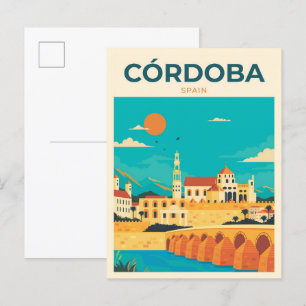 Córdoba Spanien Vintage-Illustration Reise Postkarte