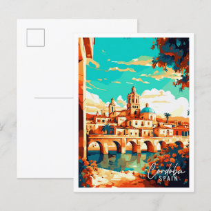 Cordoba Spanien Vintage-Reiseillustration Postkarte