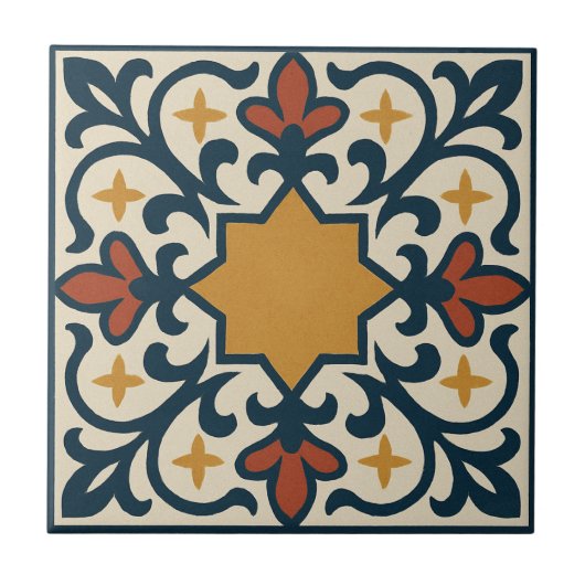 Cordoba Star – Classic Moorish Tile Design Fliese (Vorderseite)