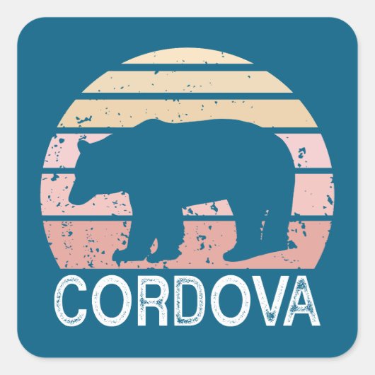 Cordova Alaska Retro Bär Quadratischer Aufkleber (Vorderseite)