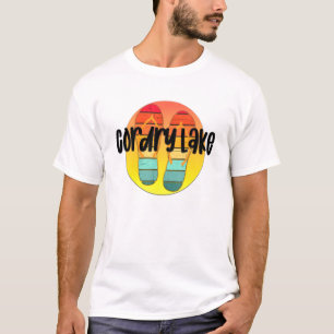 Cordry Lake Indiana Retro Flipflop Sonnenuntergang T-Shirt