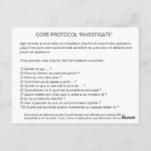 Core Protocol - Investigate Postkarte (Rückseite)