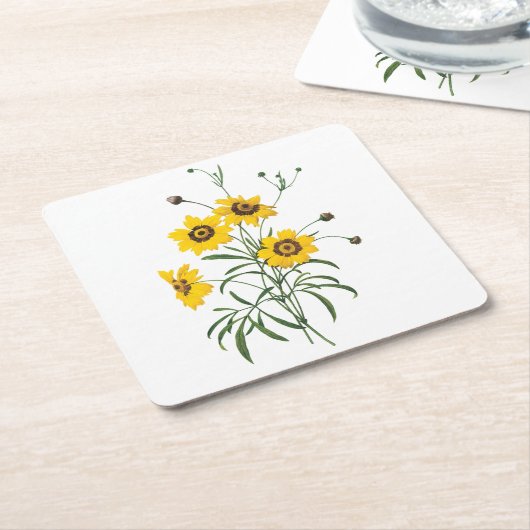 coreopsis(Coreopsis elegans) von Redouté Rechteckiger Pappuntersetzer (angewinkelt)