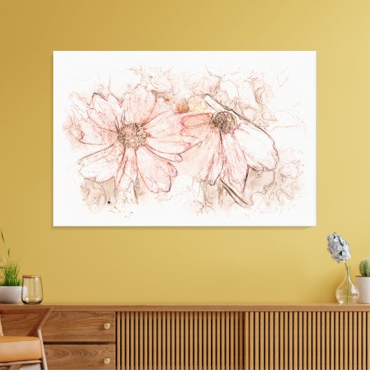 Coreopsis Floral Watercolor ID712 Leinwanddruck (Insitu (Wohnzimmer))