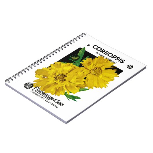 Coreopsis Packungs-Etikett Notizblock (Linke Seite)