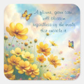 Coreopsis & Quote Quadratischer Aufkleber (Vorderseite)