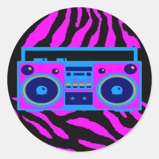 COREY TIGER 1980er RETRO BOOMBOX TIGER STRIPES Runder Aufkleber