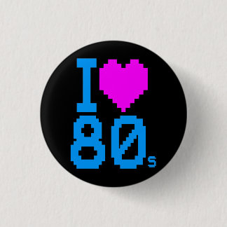 COREY TIGER 1980er RETRO I HEART 80er LIEBE Button